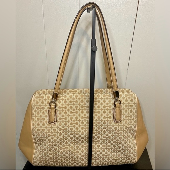 Coach Tan Shoulder Bag with Geometric Pattern - Picture 4 of 8